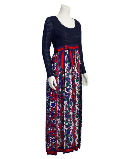Anonymous Navy Blue and Red Maxi Dress