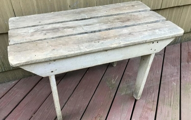 Antique 19th C Plank Top Coffee Table / Bench