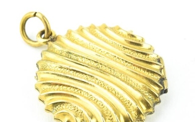 Antique 19th C Textured Gold Locket Necklace Pendant.