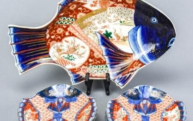 Antique Japanese Imari Fish Form Plates & Platter