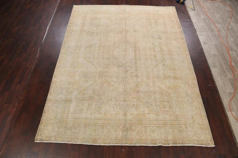 Antique Muted Floral Tabriz Persian Area Rug 9x12