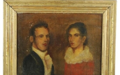Antique Painting Portrait of a Lady & Gentleman Couple