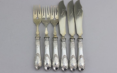 Antique fish cutlery set - .800 silver - Europe - Late 19th century