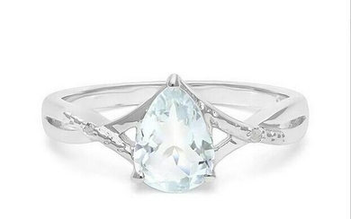 Aquamarine & Diamond Cocktail Ring in Sterling Silver