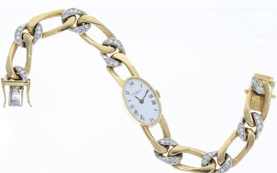 Armbanduhr: schwere und ehemals sehr teure vintage Damenuhr von Chopard, 18K Gold mit Diamanten