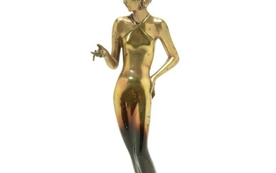 Art Deco Cold Painted Bronze Figure of a Woman Smoking