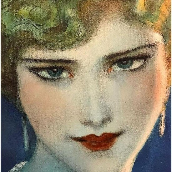 Art Deco Lady, Face, Color Digital Photo Print