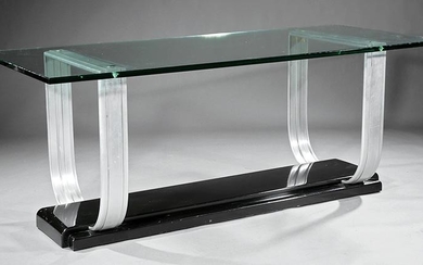 Art Moderne Chrome and Glass Console Table