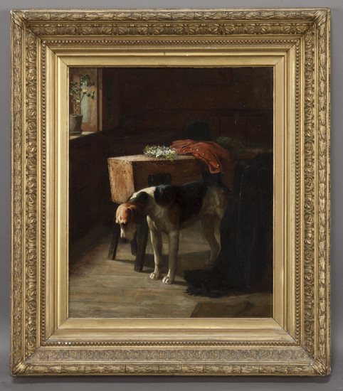 Arthur Dodd "Waiting for Master" oil on canvas.