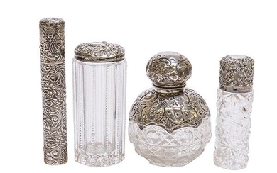 Assembled Sterling Repousse Perfume Bottles