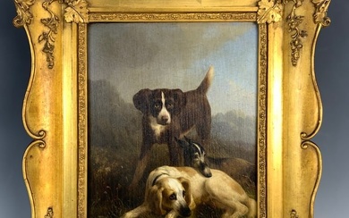 Attr. Henriette Ronner Three Dogs Painting