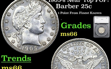 ***Auction Highlight*** 1905-s Barber Quarter Near Top POP! 25c Graded ms66 By SEGS (fc)
