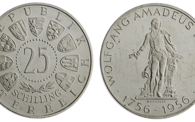 Austria. Republik. Proof 25 Schilling, 1956. 200th Anniversary of the Birth of Wolfgang Amadeus...