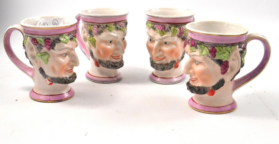 BACHUS ceramic cups (4), late 19th century