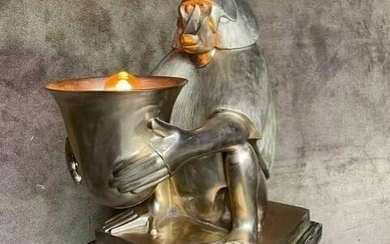 Baboon Table Lamp - Art Deco style - Polished bronze - 20th century