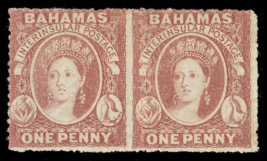 Bahamas 1861 (June)-62, Rough Perforation 14 to 16 Issued Stamps 1d. lake, horizontal unused pa...