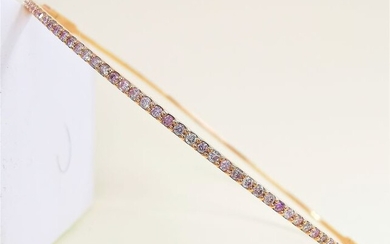 Bangle Bracelet mix pink vvs spotless - 14 kt. Pink gold - Bracelet - 0.73 ct Diamond - AIG Certified No Reserve