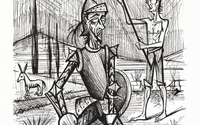 Bernard Buffet (1928-1999) - Don Quichotte la rencontre avec les muletiers - Lithographie originale