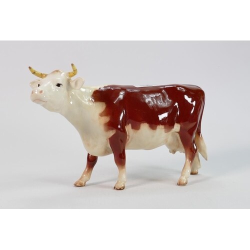 Beswick early Hereford cow 948: horns pointing forward, in d...