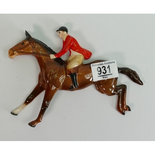 Beswick wall plaque as huntsman on jumping horse:1514.
