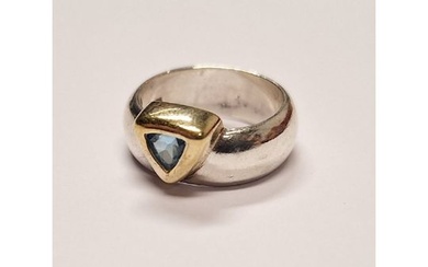 925 Silber Ring Blautopas