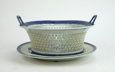 Blue and White Reticulated Porcelain Basket