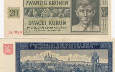 Bohemia & Moravia 20 & 100 Kronen 1940, 44 (2)