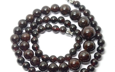 Bohemian Fine Dark Red Rhodolite Garnet Round Bead Stone Necklace - Necklace