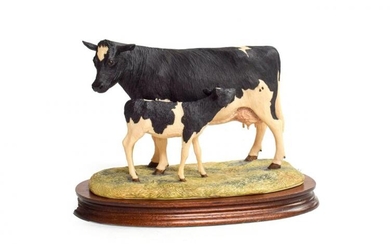 Border Fine Arts 'Friesian Cow And Calf' (Style One), model...