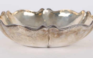 Bowl of lightly hammered sterling silver with curved sides