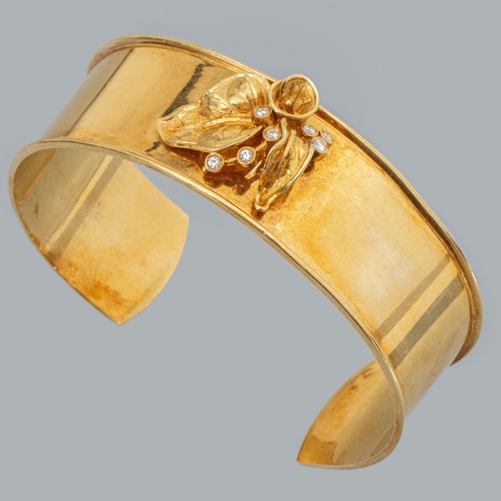 Bracelet large en or jaune 18kt.