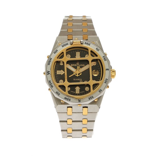 Breitling: A gentleman's wristwatch of 18k gold and steel. Model Rallye G/S, ref 7741. Quartz movement with date. 1990s.