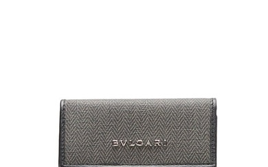 Bvlgari Key Case Gray Black PVC Leather Ladies BVLGARI