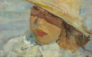 CARLO CHERUBINI Portrait of a woman with hat. .