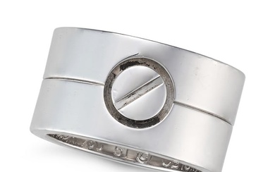 CARTIER, A WIDE LOVE RING in 18ct white gold, the wide band with a single screw motif, signed Car...