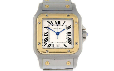CARTIER - a bi-metal Santos bracelet watch, 29x29mm.