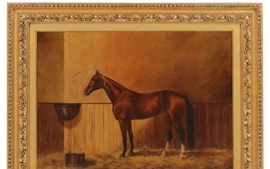 C.B. Fish Horse Portrait Oil Painting, Late 19th Century
