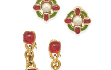 CHANEL: GROUP OF TWO PAIRS OF EARRINGS