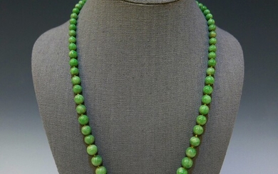 CHINESE NATURAL GRADE A JADEITE BEADS NECKLACE