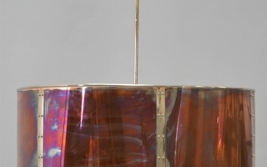 CUSTOM CONTEMPORARY COPPER AND CHROME CEILING FIXTURE BY CHARLES EDWARDS