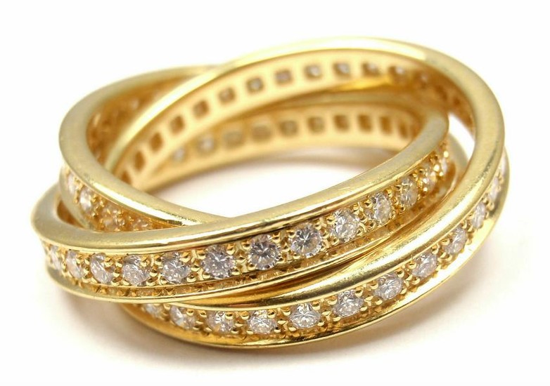 Cartier 18k Yellow Gold Diamond Trinity Band Ring Size
