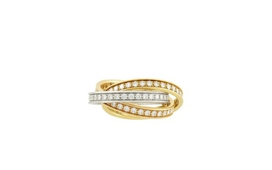 Cartier Tricolor Gold and Diamond 'Trinity' Rolling Band Ring, France