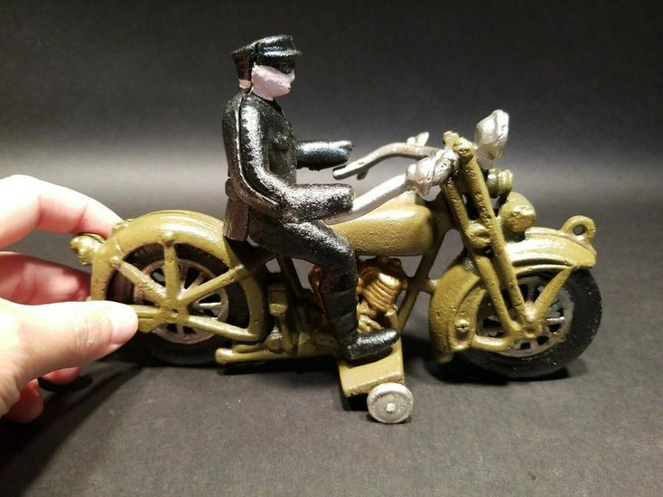 Cast Iron Toy Motorcycle 1 Police Patrol Rider