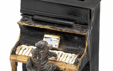 Cat Playing a Piano Spelter Bank