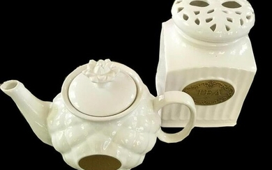 Ceramic Teapot & Tea Caddy Canister Set