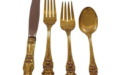 Charlemagne by Towle Sterling Silver Flatware Service 12 Set Vermeil Gold 48 Pc