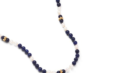 Charles de Temple: A sodalite and cultured pearl necklace, 1965