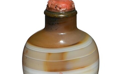Chinese Banded Agate Snuff Bottle, 18th Century