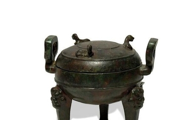 Chinese Bronze Tripod Ding, Warring States Period