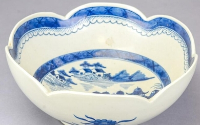 Chinese Canton Blue & White Porcelain Bowl